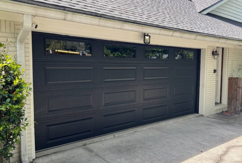 black garage door