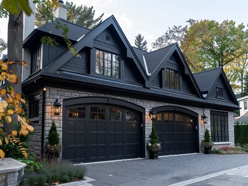 black garage door